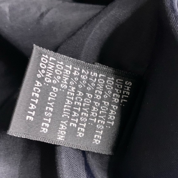 Carmen Marc Valvo Metallic A Line Plunging a neck black blue gold 6 - Picture 7 of 9